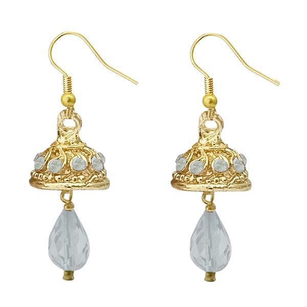 Kriaa Austrian Stone White Gold Plated Jhumki Earrings - 1313712D