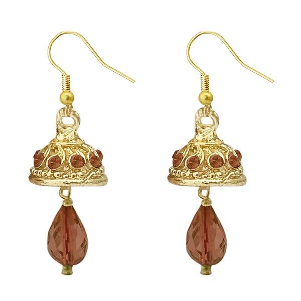 Kriaa Austrian Stone Brown Gold Plated Jhumki Earrings - 1313712E