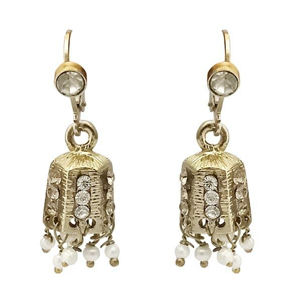 Kriaa Austrian Stone White Gold Plated Jhumki Earrings - 1313713C