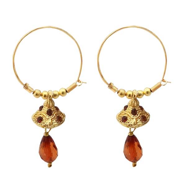 Kriaa Gold Plated Brown  Austrian Stone Jhumki Earrings - 1313717