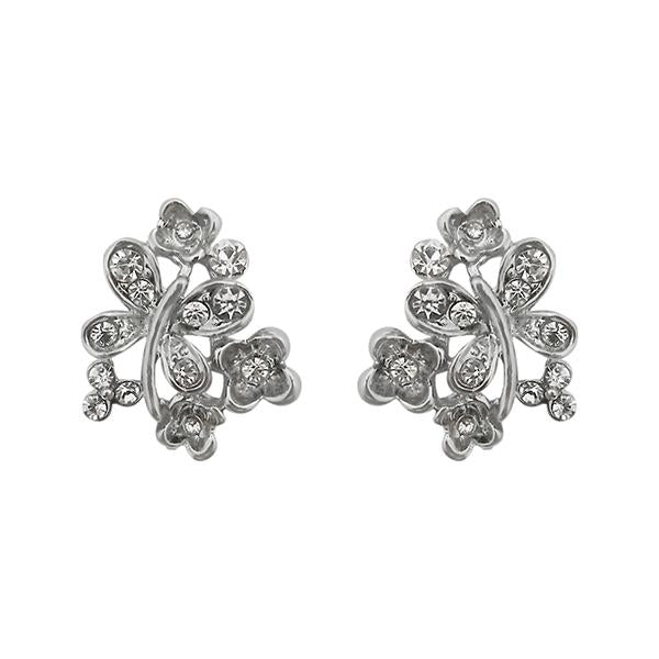 Kriaa Austrian Stone Silver Plated Stud Earrings - 1313801