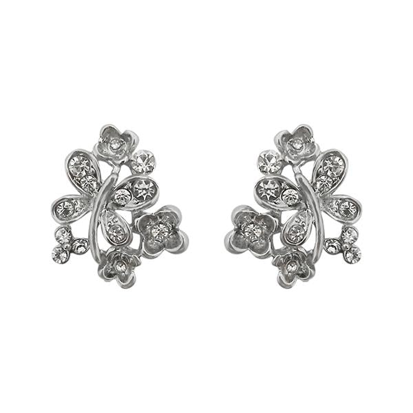 Kriaa Austrian Stone Silver Plated Stud Earrings - 1313801