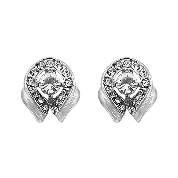 Kriaa Austrian Stone Silver Plated Stud Earrings - 1313803