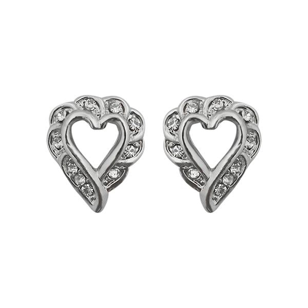 Kriaa Austrian Stone Silver Plated Stud Earrings - 1313806