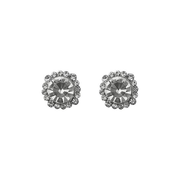 Kriaa Austrian Stone Silver Plated Stud Earrings - 1313807