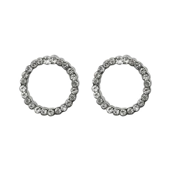 Kriaa Austrian Stone Silver Plated Stud Earrings - 1313810