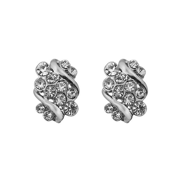 Kriaa Austrian Stone Silver Plated Stud Earrings - 1313815