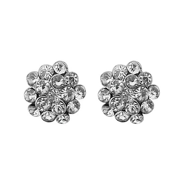 Kriaa Austrian Stone Silver Plated Stud Earrings - 1313817