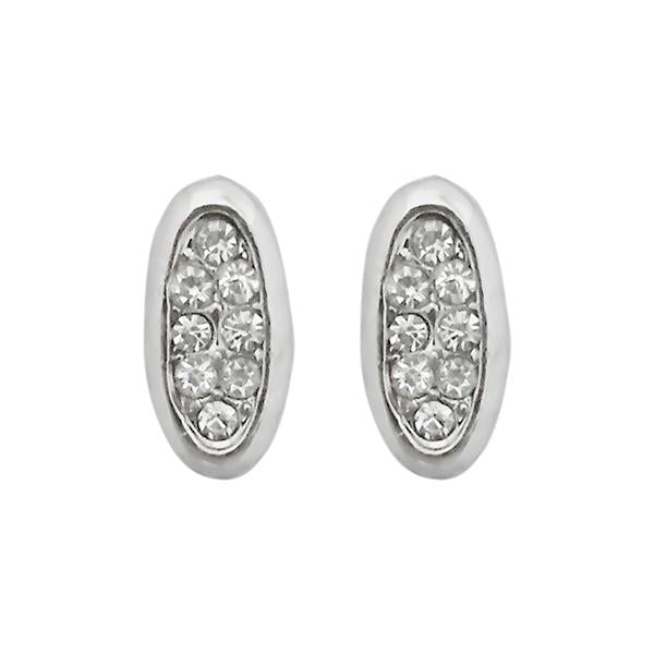 Kriaa Austrian Stone Silver Plated Stud Earrings - 1313819