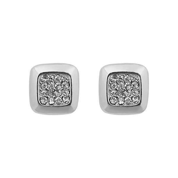 Kriaa Austrian Stone Silver Plated Stud Earrings - 1313822