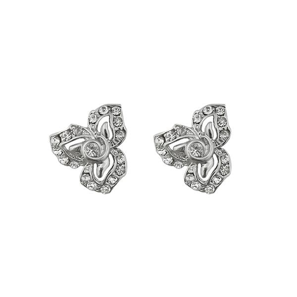 Kriaa Austrian Stone Silver Plated Stud Earrings - 1313823