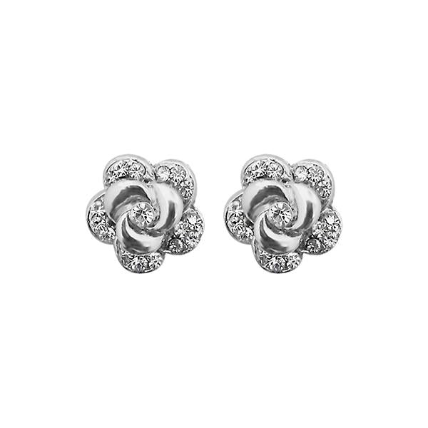 Kriaa Austrian Stone Floral Shape Silver Plated Stud Earrings - 1313824