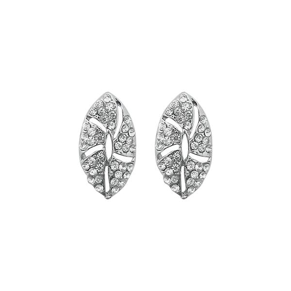 Kriaa Austrian Stone Silver Plated Stud Earrings - 1313827