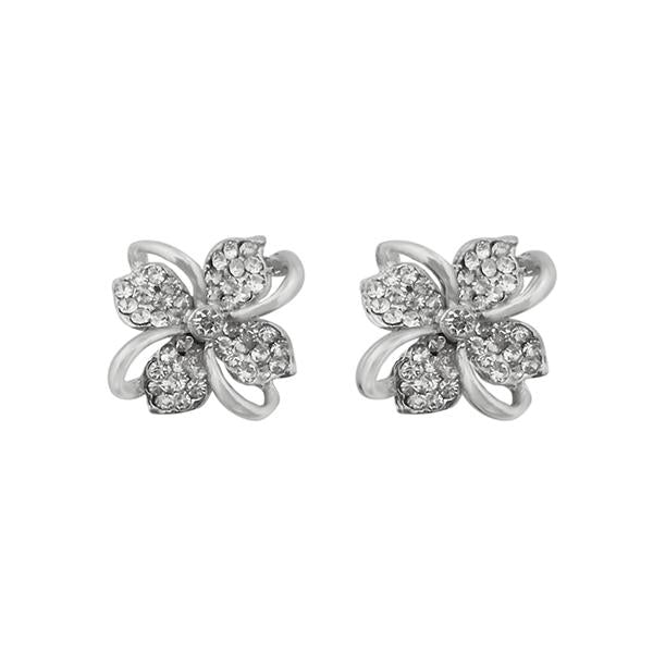 Kriaa Austrian Stone Silver Plated Stud Earrings - 1313831