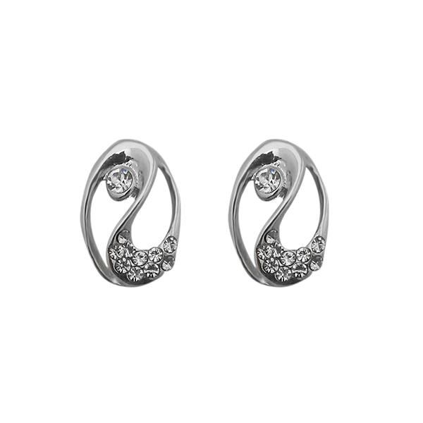 Kriaa Austrian Stone Silver Plated Stud Earrings - 1313834