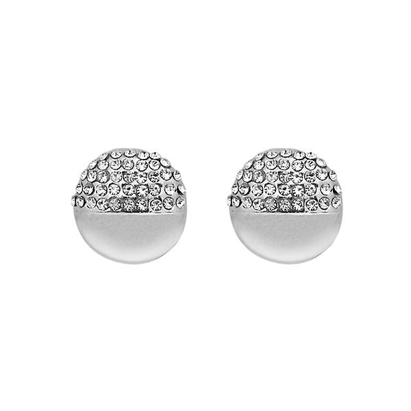 Kriaa Austrian Stone Silver Plated Stud Earrings - 1313836