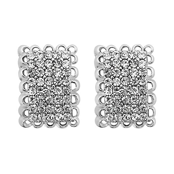 Kriaa Austrian Stone Silver Plated Stud Earrings - 1313837