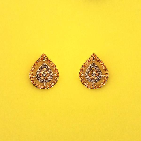 Kriaa Brown Austrian Stone Gold Plated Stud Earrings - 1313839B