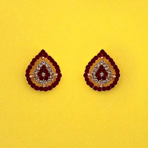 Kriaa Maroon Austrian Stone Gold Plated Stud Earrings - 1313839G