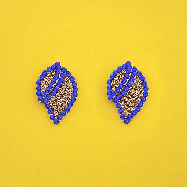 Kriaa Blue Austrian Stone Gold Plated Stud Earrings  - 1313840J