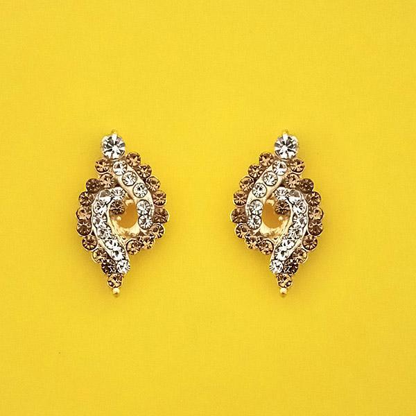 Kriaa Brown Austrian Stone Gold Plated Stud Earrings - 1313841E