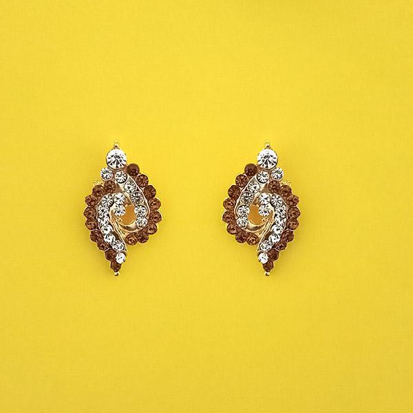 Kriaa Brown Austrian Stone Gold Plated Stud Earrings  - 1313842I