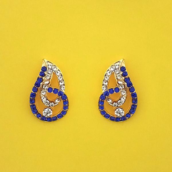 Kriaa Blue Austrian Stone Gold Plated Stud Earrings - 1313843H