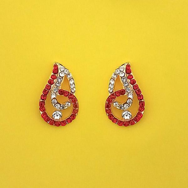 Kriaa Red Austrian Stone Gold Plated Stud Earrings - 1313843J