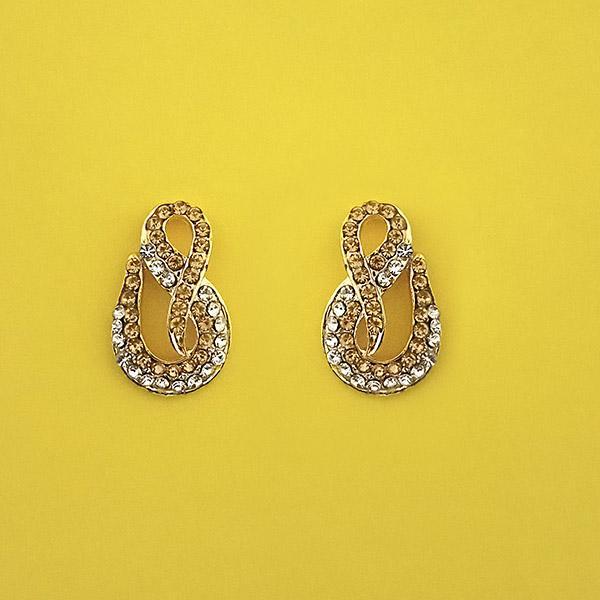 Kriaa Brown Austrian Stone Gold Plated Stud Earrings - 1313845B