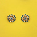 Kriaa Green Austrian Stone Gold Plated Stud Earrings - 1313848A
