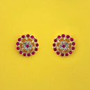 Kriaa Pink Austrian Stone Gold Plated Stud Earrings - 1313848C