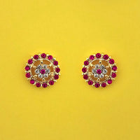 Kriaa Pink Austrian Stone Gold Plated Stud Earrings - 1313848C