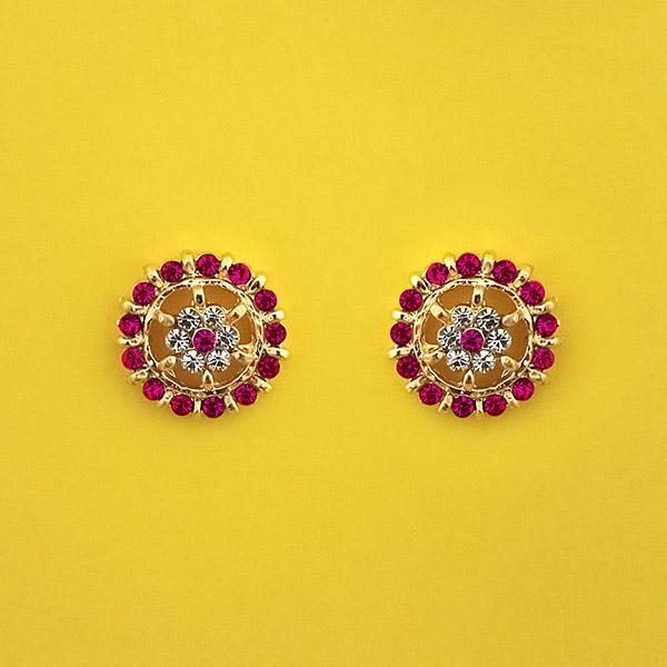 Kriaa Pink Austrian Stone Gold Plated Stud Earrings - 1313848C