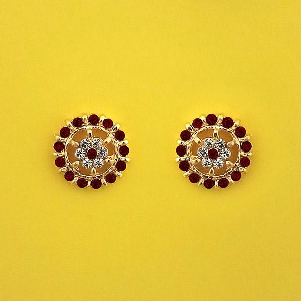 Kriaa Maroon Austrian Stone Gold Plated Stud Earrings - 1313848G