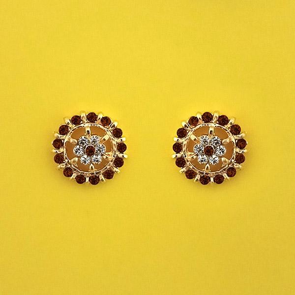 Kriaa Maroon Austrian Stone Gold Plated Stud Earrings - 1313848K