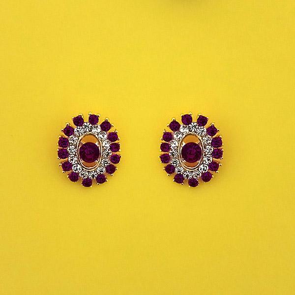 Kriaa Purple Austrian Stone Stud Earrings - 1313850I