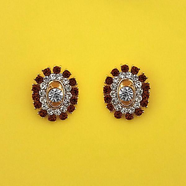 Kriaa Maroon Austrian Stone Gold Plated Stud Earrings  - 1313850K