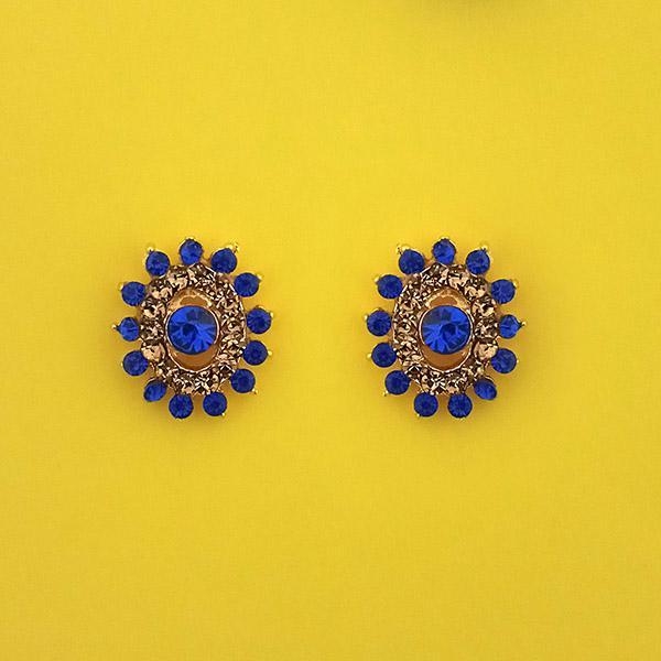 Kriaa Blue Austrian Stone Gold Plated Stud Earrings  - 1313851E