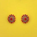 Kriaa Red Austrian Stone Gold Plated Stud Earrings - 1313851H