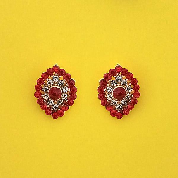 Kriaa Red Austrian Stone Gold Plated Stud Earrings - 1313852J