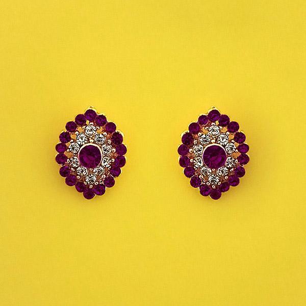 Kriaa Purple Austrian Stone Stud Earrings - 1313852K