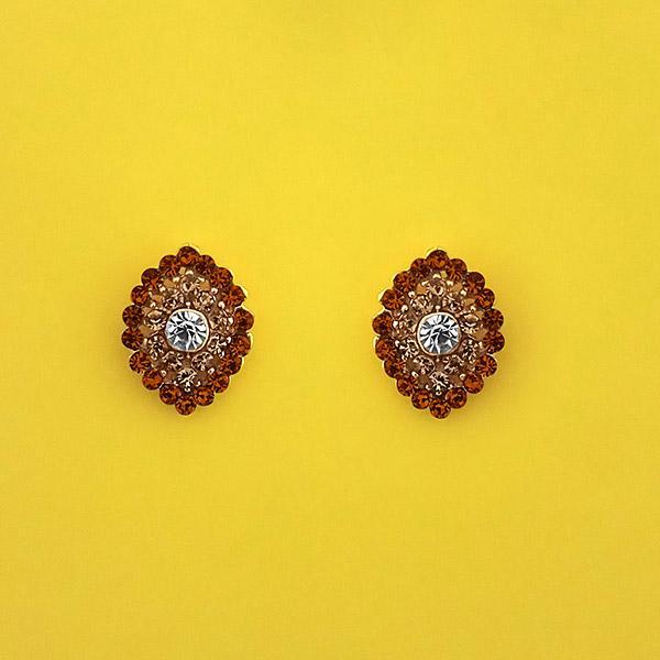 Kriaa Brown Austrian Stone Gold Plated Stud Earrings  - 1313853B