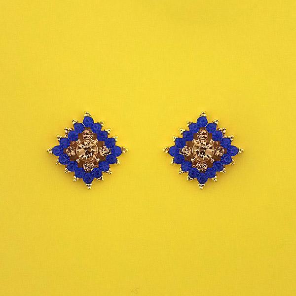 Kriaa Blue Austrian Stone Gold Plated Stud Earrings  - 1313855F