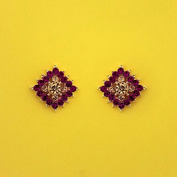 Kriaa Purple Austrian Stone Stud Earrings - 1313855G