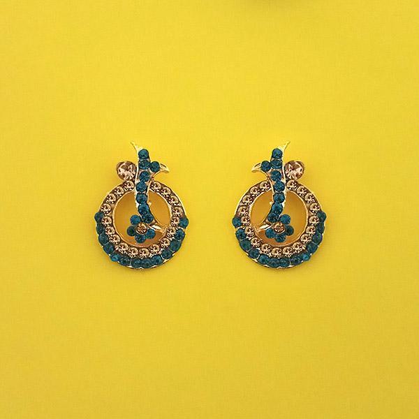 Kriaa Blue Austrian Stone Gold Plated Stud Earrings - 1313856A