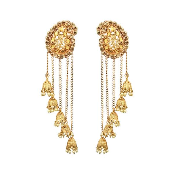 Kriaa Gold Plated  Stone Beads Dangler Earrings - 1313903