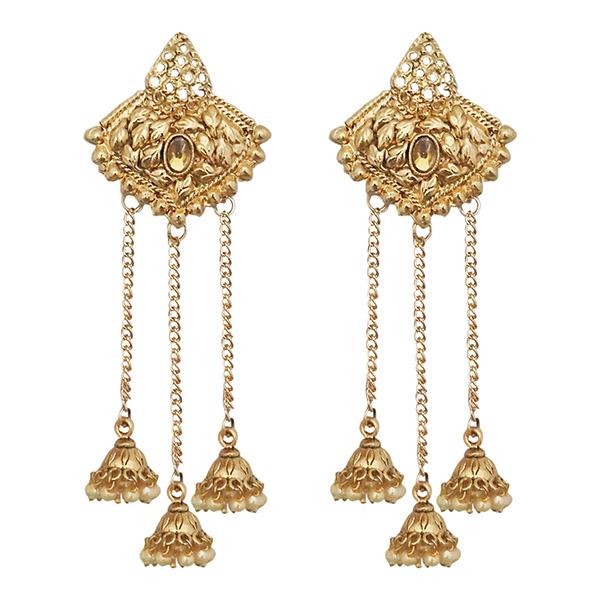 Kriaa Gold Plated  Stone Beads Dangler Earrings - 1313904