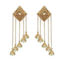 Kriaa Gold Plated  Stone Beads Dangler Earrings - 1313905