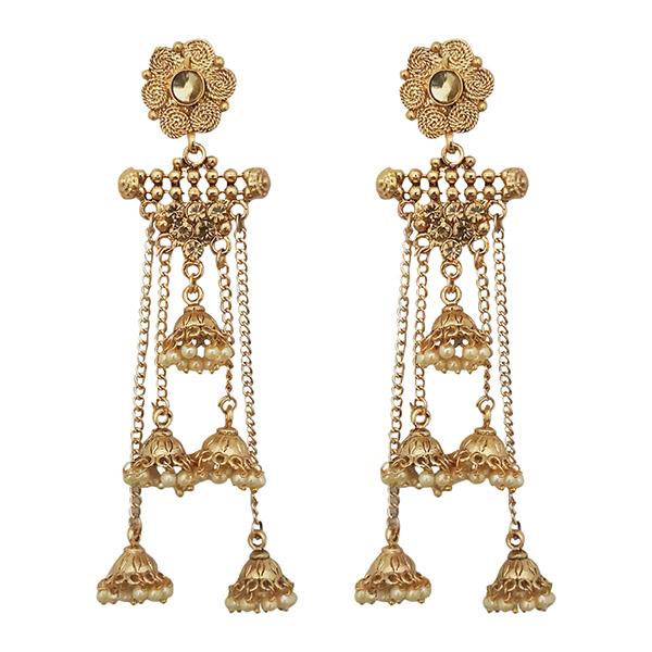 Kriaa Gold Plated  Stone Beads Dangler Earrings - 1313906