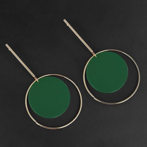 Urthn Green Acrylic Dangler Earrings - 1314004B